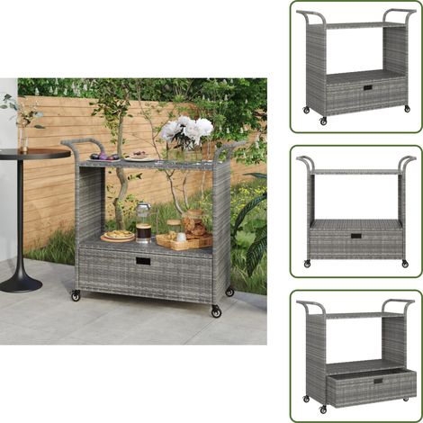 Schubladenbarwagen - vidaXL Barwagen mit Schublade Grau 100x45x97 cm Poly Rattan - Poly Rattan (1/5)