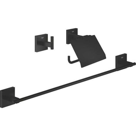 Set d'accessoires 3 en 1 - GROHE - 411242430 - Noir mat - Métal - Douche