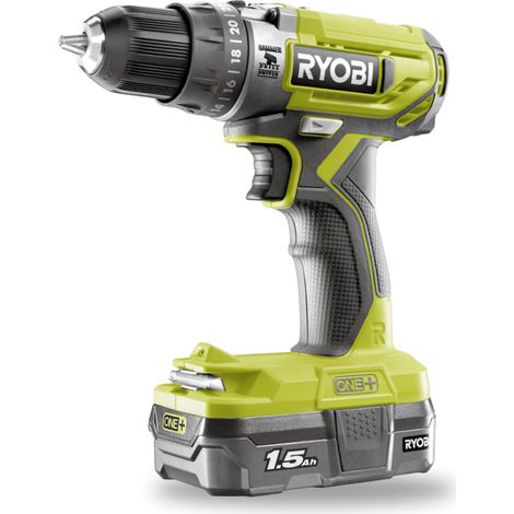 kit trapano avvitatore a percussione a batteria ryobi "r18pd2-115s" 18v, con batteria da 1,5ah e caricabatterie