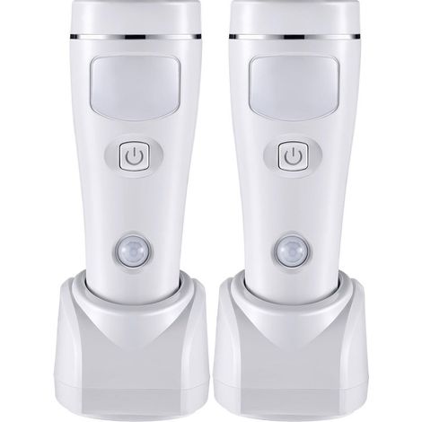 2 lampes de secours LED 4 en 1, rechargeables, avec connexion secteur, détecteur de mouvement et veilleuse. S'allument automatiquement en cas de panne de courant. À utiliser avec... (1/4)