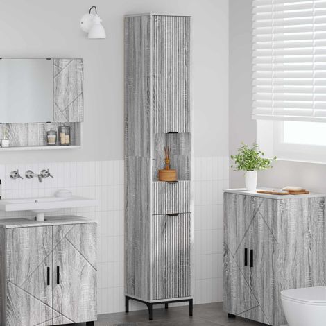 vidaXL Cabinet de salle de bain Gris Sonoma 31,5 x 33 x 190 cm
