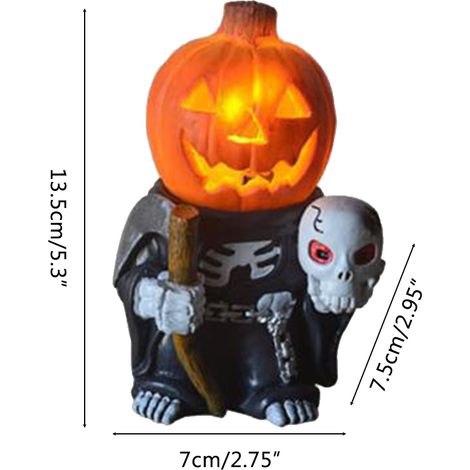Décoration Halloween Citrouille Chevalier en Résine Lampe de Chevet Veilleuse Enfant Chambre Porche Jardin (1/3)