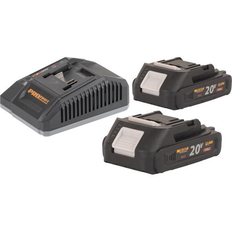 Procraft Starter Pack C20/4 Ladegerät 20 V 4 A + 2x 20/2A Akku 2,0 Ah