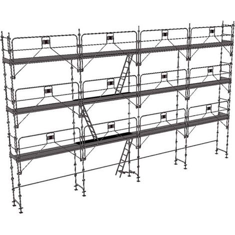 Ponteggio 104m² : Struttura + Piani + Fermapiedi + Parapetto - MEKA48P-104-SPP