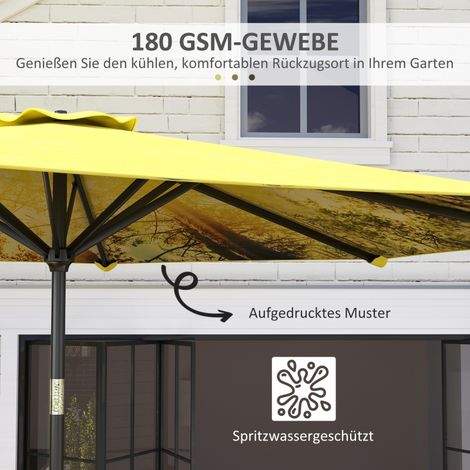 Parasol Ø300cm, manivelle, octogonal, jaune, pour balcon (1/4)