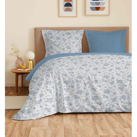 Parure de draps 4 pièces "Vanessa" pour lit 140 x 190 cm Louise Bleu -  - (1/4)