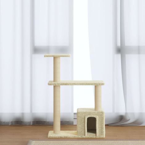 Rascador para gatos con postes de sisal crema 70 cm vidaXL