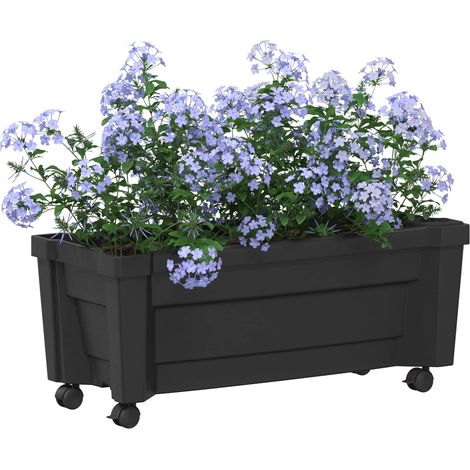 vidaXL Calypso Planter with Wheels Anthracite 79 x 35 x 33 cm PP (1/4)
