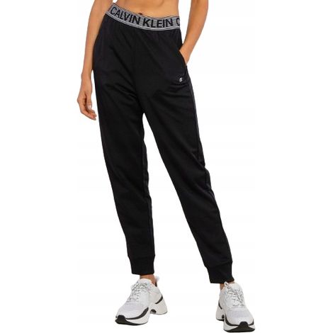 Pantalones deportivos negros para mujer Calvin Klein con cordón ajustable y logo, talla M TIA (1/3)