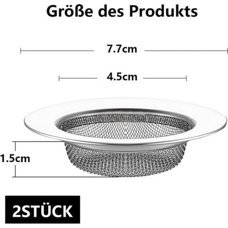 Filtre Evier - Acier Inoxydable - 7 7 Cm - Cuisine Salle De Bain Douche - Lot De 2 (1/5)