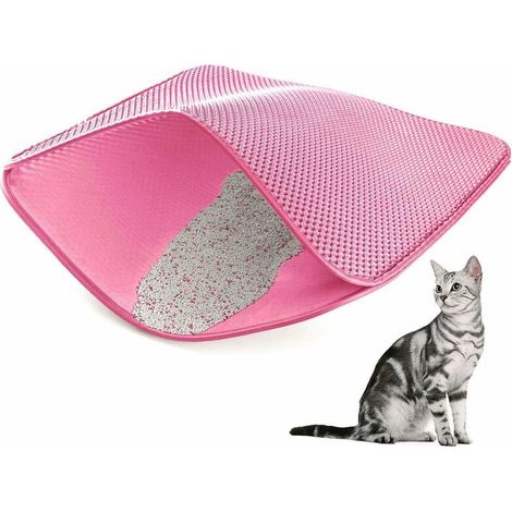 MINKUROW Katzentoilette, große Katzentoilette, wasserdichtes, ungiftiges EVA, doppellagiges Wabendesign aus PVC, ideal für das ideale Zuhause, Balkon, Zuhause, Wohnzimmer (L-45 x 60 cm, Pink)