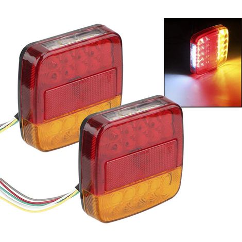Feux arrière camion remorque 20LED clignotant stop signal, paire 2 pièces, feu de recul et freinage, étanche, 12V/24V, pour remorque camion utilitaire (1/5)