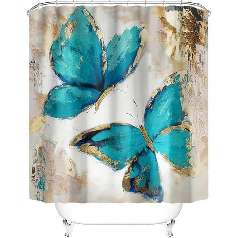 Filiyano-Rideau de douche 3D 180 x 180 cm, imperméable, motif papillon, en polyester (1/5)