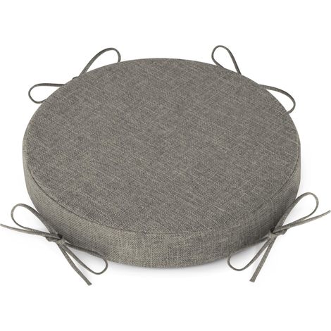 Coussin de tabouret de bar rond avec attaches coussin de siège antidérapant 31 x 31 cm Lavable Housse amovible et lavable Gris clair (1/5)