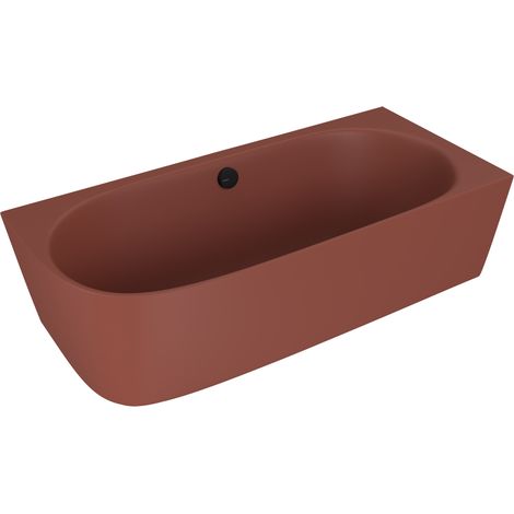 SUSSI R Baignoire d'angle sur pied en marbre coulé 160x70x50cm, marron mat (1/3)