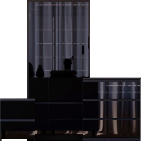 Glinton 3 Piece Bedroom Set (2 Drw Bedside, 3 Drw Chest, 2 Door 2 Drw Wardrobe), Black (100% FSC) (1/4)