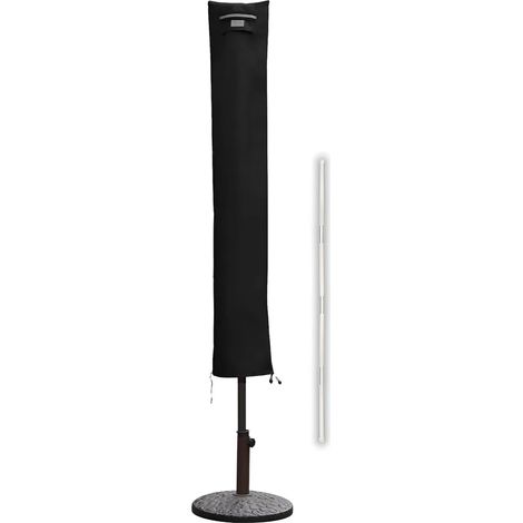 Housse de protection Sekey pour parasols avec fermeture éclair, pour parasols de 3 m de diamètre, housse pour parasol de marché, en tissu Oxford 600D, noir (1/5)