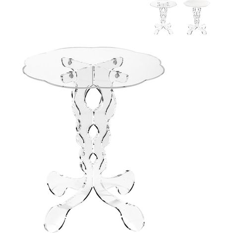 Table d'appoint rond 36 cm en plexiglas transparent Arabesco Small - Transparent (1/4)