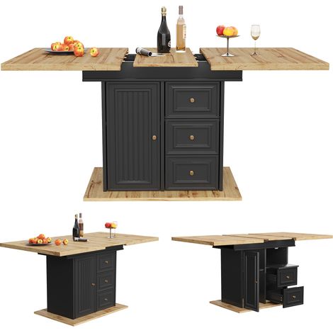 CAIziTable à manger extensible 110(140) x 80 x 75 cm, table en bois pour cuisine et salle à manger - table à manger 6 personnes - dimensions pour terrasse et jardin