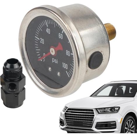 Gauge de Pression d'huile, testeur de Pression d'huile, testeur de Pression d'huile Testeur Manomètre Double échelles 0-100 psi 0-7 1/4 bsp avec Un connecteur de Conversion, Outil de Mesure (1/5)