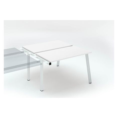 Pôle de 2 bureaux droits blanc L 120 x P 60 cm, piétement métal blanc - Arch - Elément suivant - Maxiburo