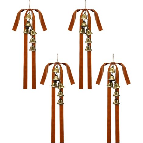 En Velours Pour Sapin De Noël En Velours Ornements De Sapin Avec Clochettes 4 Pièces Décorations Saisonnières Pour Porte Cheminée Couronne Mur Chevêtres Escalier (1/5)