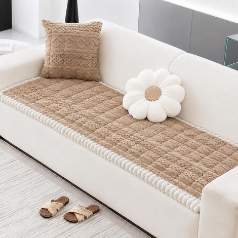 Housse de canapé Universelle épaisse, antidérapante, 2, 3 ou 4 Places, en Velours côtelé Doux, pour Animal Domestique, Coussin Lavable, pour Salon (Camel, 70x150cm)
