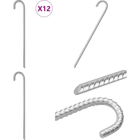 Zeltheringe 12 Stk. 41,5 cm Ø12 mm Verzinkter Stahl - Camping - Outdoor (1/5)