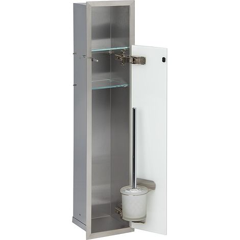 Banyo – Niche à encastrer pour WC – Charnières à gauche – Couleur blanche – Inox – Dimensions 150x800 mm – Ouvre portes BLUM TIP-ON (1/4)