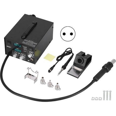Station de soudage à air chaud 852D+ 650W 220V avec affichage numérique double, réglable pour déssoudage DIY, prise UE. (1/5)