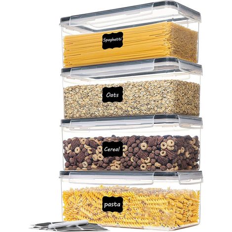 Set di 4 contenitori ermetici con coperchio, capacità 3,2 litri, ideali per conservare la pasta. (1/2)