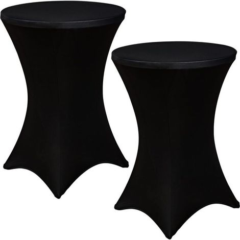 Nappe Extensible - 61 x 109 cm - Noir - Polyester 90 % Élasthanne 10 % - Pour Table Cocktail Haute - Lot de 2 (1/5)