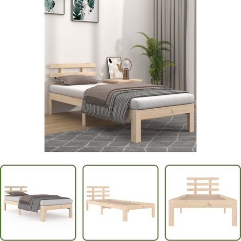 vidaXL Bois de pin - Cadre de lit sans matelas 75x190 cm (1/5)