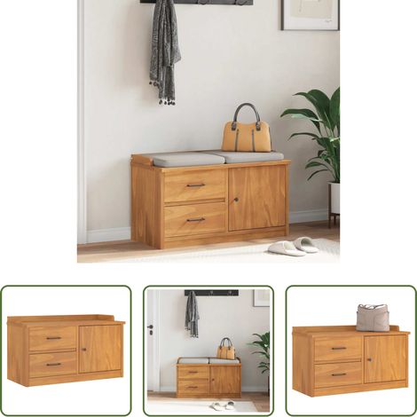 vidaXL Akazienholz Optik - Flurbank SANDNES 87x40x50 cm Massivholz Kiefer (1/5)