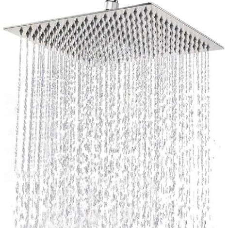 Soffione doccia in acciaio inox - Soffione a pioggia, soffione doccia quadrato da 20 cm, soffione doccia universale a risparmio idrico con filettatura da 1/2 pollice, facile da installare e pulire