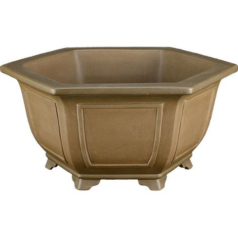 Vaso per bonsai esagonale in gres 17x17x9 cm - SM070e