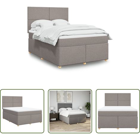 Matratze - Boxspringbett mit Matratze Taupe 140x200 cm Stoff (1/5)