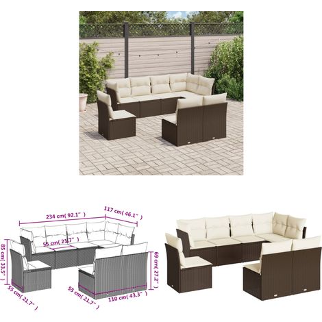 8-tlg. Garten-Sofagarnitur mit Kissen Braun Poly Rattan - Gartenmöbel - Rattan Möbel - Gartenset - Lounge Set - Außengartenmöbel - Home & Living (1/3)