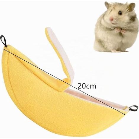 Hamster Warm House Hammock Cage for Small Animals Plush Bed Hanging Sleeping Cage Nest for Rats, Ferrets, Chinchillas, Gerbils, Yellow (1/4)