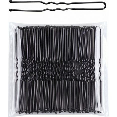 Épingles à cheveux ondulées, avec boule, 6 cm, lot de 50, noires (1/5)
