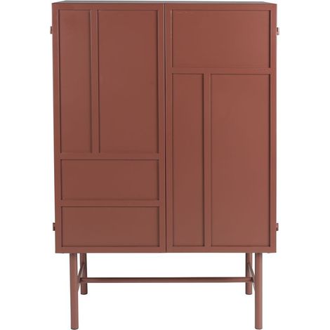 Buffet métal rouge 70x35x160cm – Rangement vertical industriel chic – Charge max 15kg – À assembler soi-même – Boite A Design (1/5)