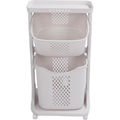 Étagère de rangement multifonctionnelle pour la maison, panier à linge de tri pour la salle de bain, grand panier de rangement portable, 2 niveaux (1/5)