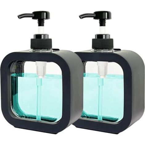 BUNTHAUS (300ml 2pcs Noir)Distributeur Savon, 2 Pièces Flacon Pompe Vide, Distributeur Liquide Vaisselle Distributeur Shampoing et Gel Douche Salle de Bain, Cuisine Distributeur Produit Vaisselle (1/5)
