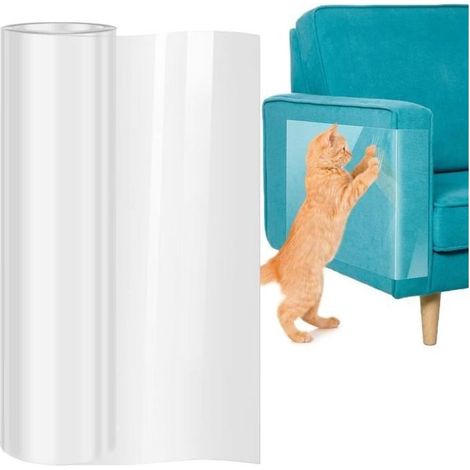 45cm x 3m Protecteur de Rayure de Chat, Protecteurs Anti-Griffes Auto-adhésives, avec 30 vis pour Canapé Table Meubles (1/4)
