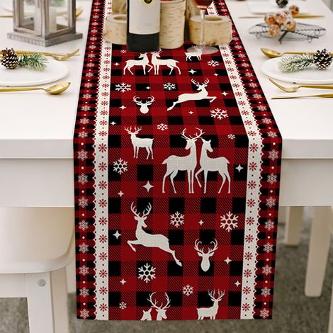 1 Drapeau de table, coton et chanvre, motif Noël, lavable en machine, décoration intérieur (1/5)