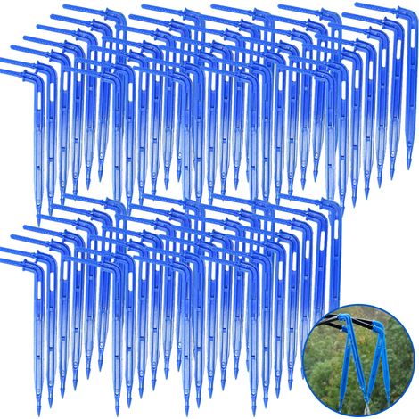 200 pièces bleu coude flèche goutteurs flexion 3/5 tuyau goutte émetteur jardin serre Irrigation arrosage outil en pot (1/5)