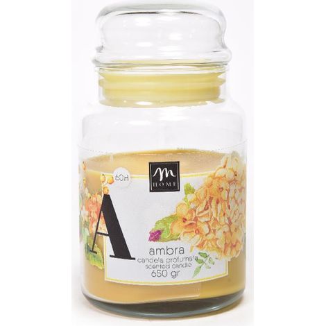 CANDELA IN BARATTOLO VETRO AMBRA CM.10X118 GR.500