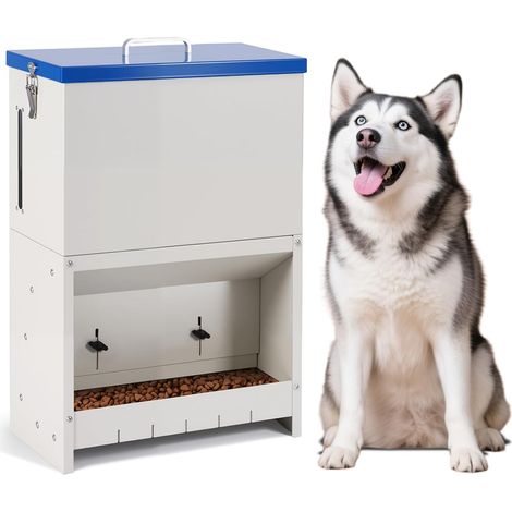 Automatic Dog Feeder, Galvanized Metal Feeding Station, 25 Pounds Gravity Automatic Feeder, Suitable for Small, Medium and Large Dogs (1/5)