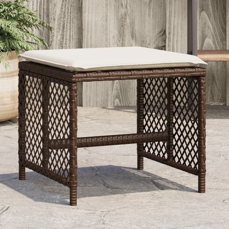 Taburetes de jardín con cojines 4 uds ratán sintético marrón vidaXL (1/5)