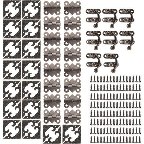 Kit de quincaillerie pour boîtes, fer, boucle rétro, verrous, charnières, protections d'angle, décoration, emballage (1/5)